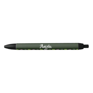Stylo Noir Motif macaron de nom personnalisé