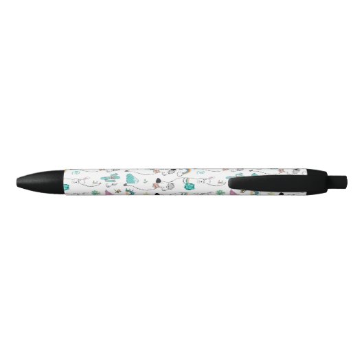 Stylo Noir Motif mignon de lama de bande dessinée (Dos)