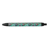 Stylo Noir motif mignon de plume de paon (Devant)