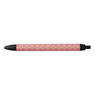 Stylo Noir Motif moderne d'or et de treillis de rose