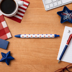 Stylo Noir Motif Moderne Étoile Rouge et Bleue Patriotique