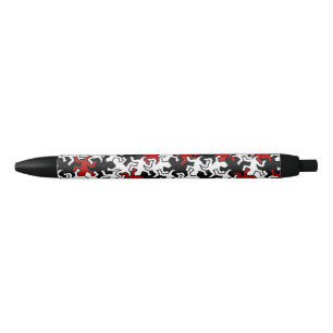 Stylo Noir Motif Mosaic Geckos - rouge noir blanc
