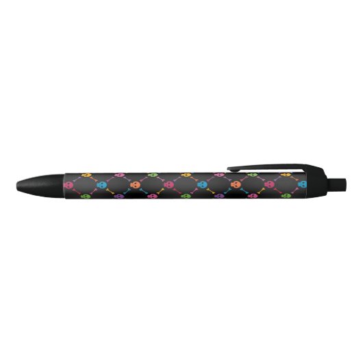 Stylo Noir Motif multicolore avec des crânes (Haut)