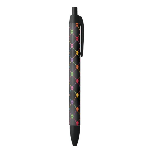Stylo Noir Motif multicolore avec des crânes (Bas (Vertical))