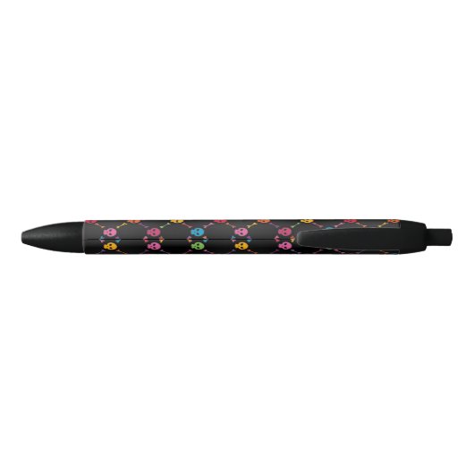Stylo Noir Motif multicolore avec des crânes (Dos)