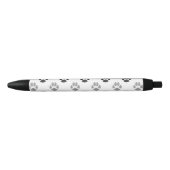 Stylo Noir Motif noir et blanc mignon d'empreintes de pattes (Devant)