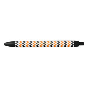 Stylo Noir Motif noir orange d'Halloween Monogramme