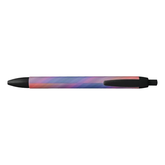 Stylo Noir Motif orange violet bleu avec nom (Dos)