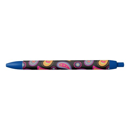 Stylo Noir Motif Paisley sans couture Coloré (Devant)