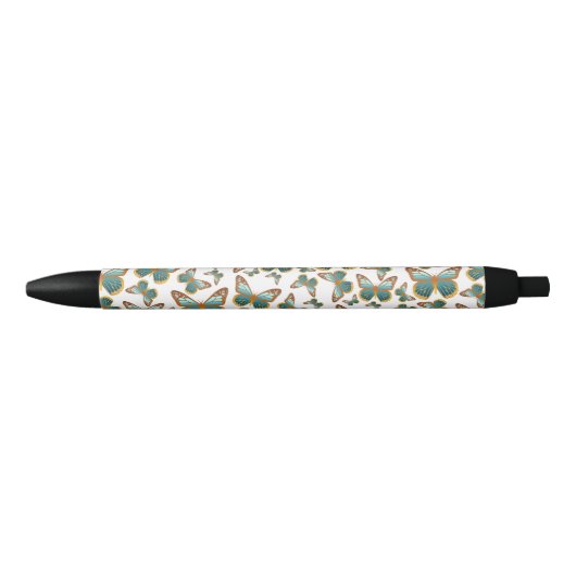 Stylo Noir Motif papillon bleu dégradé (Devant)