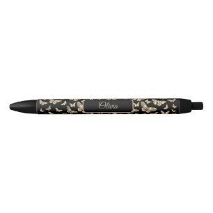 Stylo Noir Motif papillon gothique personnalisé