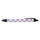 Stylo Noir Motif papillon rose bleu (Haut)