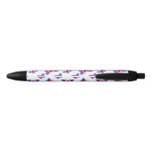 Stylo Noir Motif papillon rose bleu (Dos)
