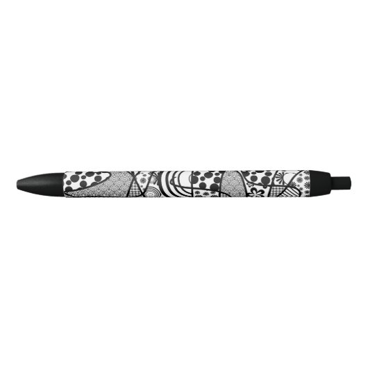 Stylo Noir Motif Patchwork Noir & Blanc 02 (Devant)