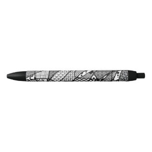 Stylo Noir Motif Patchwork Noir & Blanc 05