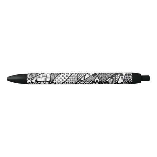 Stylo Noir Motif Patchwork Noir & Blanc 05 (Devant)