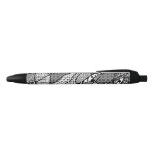 Stylo Noir Motif Patchwork Noir & Blanc 05 (Haut)