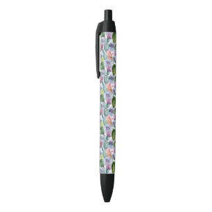 Stylo Noir Motif peint à la main de cactus d'aquarelle