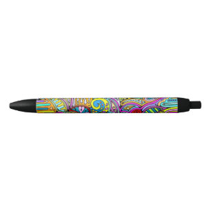 Stylo Noir Motif Peint À La Main Et Numériquement Art 6