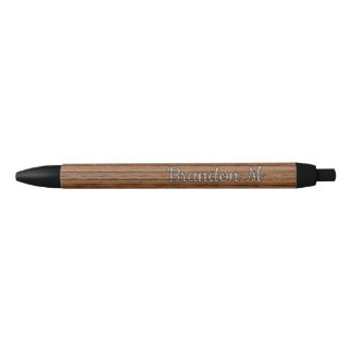 Stylo Noir Motif personnalisé de grain de bois brun
