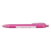 Stylo Noir Motif Pointe blanc et rose chaud personnalisé (Haut)