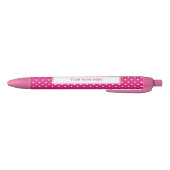 Stylo Noir Motif Pointe blanc et rose chaud personnalisé (Bas)