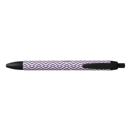Stylo Noir Motif pourpre et gris Chevron avec Monogram (Dos)