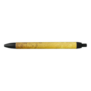 Stylo Noir Motif PUR de FEUILLE d'OR + votre texte/photo