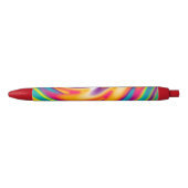 Stylo Noir Motif radial coloré (Devant)