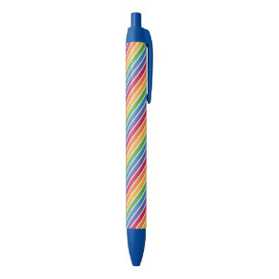 Stylo Noir Motif Rainbow Stripes