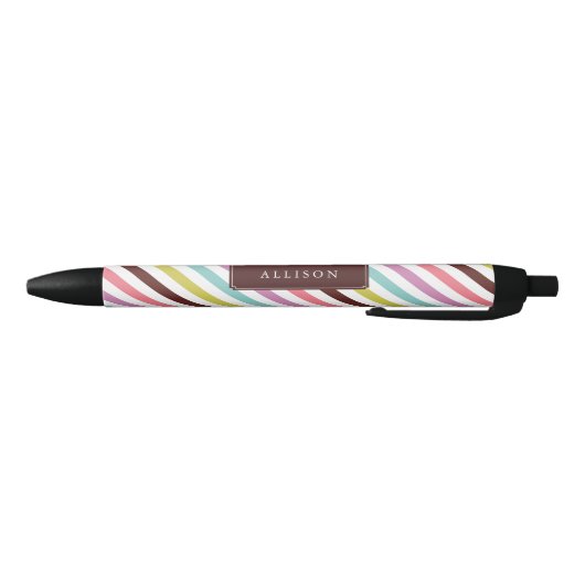 Stylo Noir Motif Rainbow Stripes personnalisé (Bas)