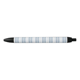 Stylo Noir Motif rayé à chevrons bleu doux et fougère