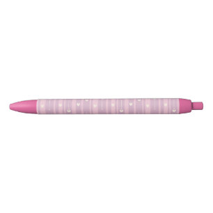 Stylo Noir Motif rayures de cœur rougissant