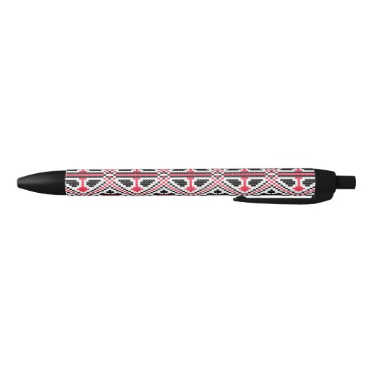 Stylo Noir Motif rétro à point rouge et noir (Bas)
