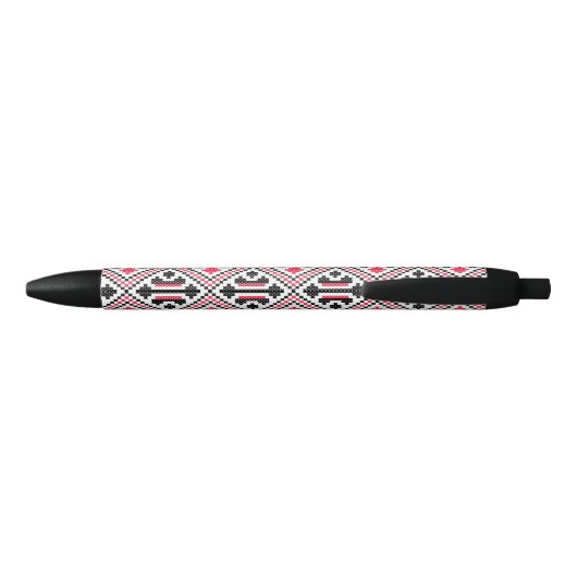 Stylo Noir Motif rétro à point rouge et noir (Dos)
