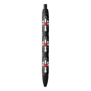 Stylo Noir Motif romantique de coeur à ailes par Goth