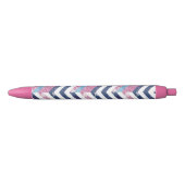 Stylo Noir Motif rose blanc bleu Zigzag Chevy (Devant)
