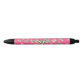 Stylo Noir Motif rose de domino d'amusement (Devant)