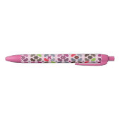 Stylo Noir motif rose de fleurs et de hiboux (Bas)