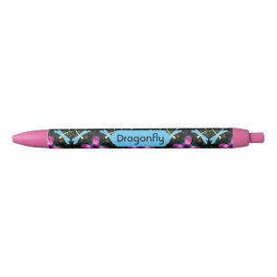Stylo Noir Motif rose de miroitement de noir de fleur de