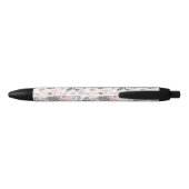 Stylo Noir Motif rose et gris classique (Dos)