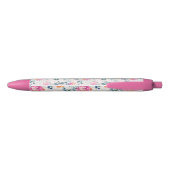 Stylo Noir Motif rose et Turquoise (Dos)
