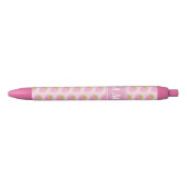 Stylo Noir Motif rose Girly mignon de fraise (Devant)