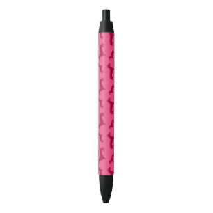 Stylo Noir Motif rose mignon de teckel