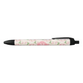 Stylo Noir Motif Rose rose Vintage Monogramme (Haut)