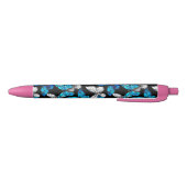 Stylo Noir Motif sans couleur foncée avec papillons bleus Mor (Bas)