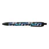 Stylo Noir Motif sans couleur foncée avec papillons bleus Mor (Bas)