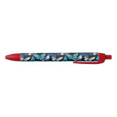 Stylo Noir Motif sans couleur foncée avec papillons bleus Mor (Bas)