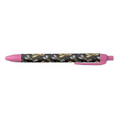 Stylo Noir Motif sans couture avec libellules d'or (Bas)