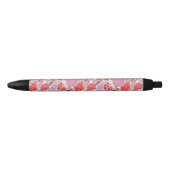Stylo Noir Motif savoureux avec des oiseaux et des fleurs (Devant)